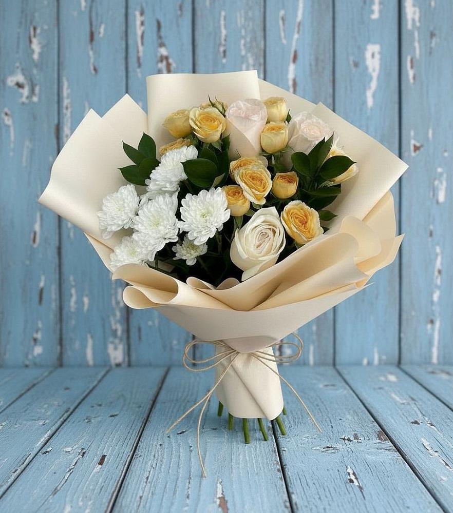 Букет цветов из: Розы и Хризантемы в Черемисиново
