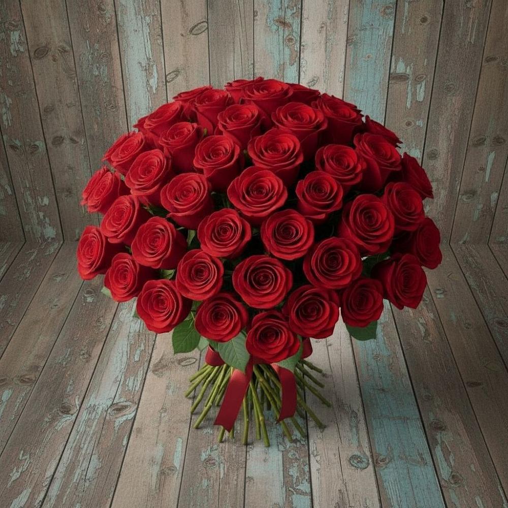 Букет 55 Красных роз Фридом в Черемисиново