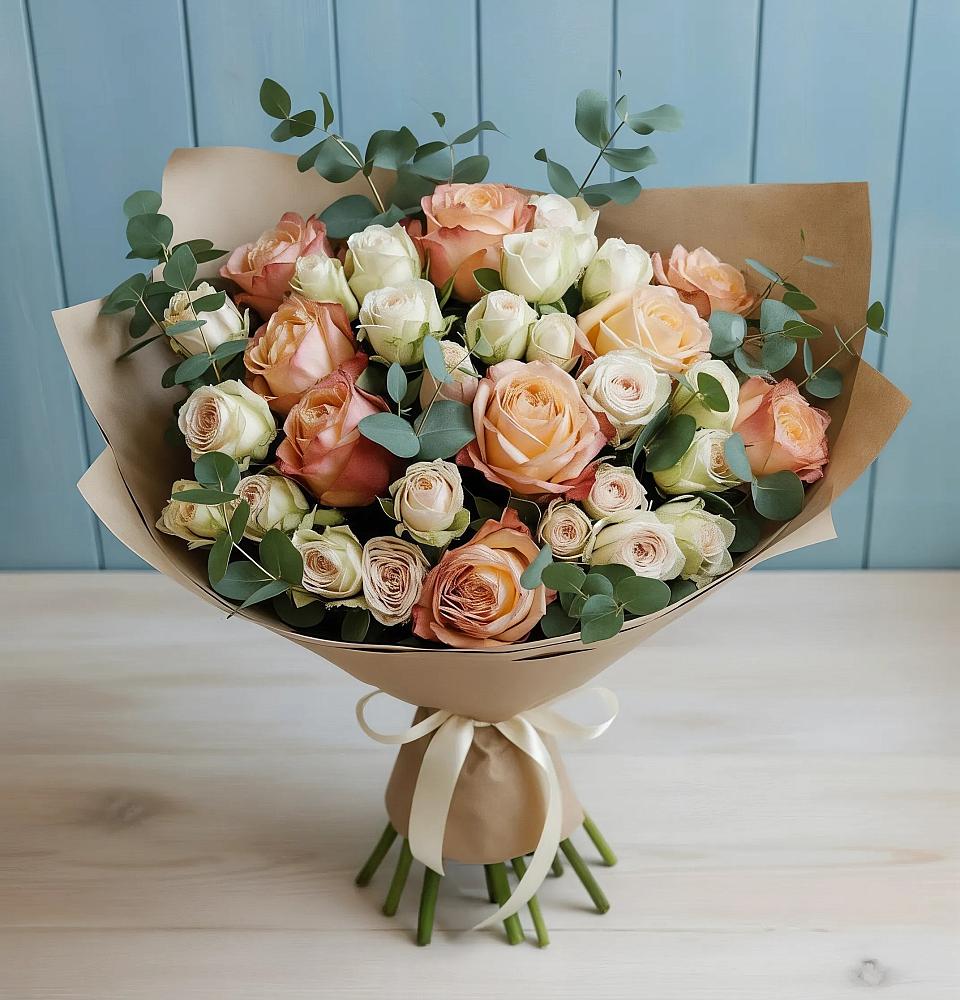 Букет цветов из: Альстромерии и Розы в Черемисиново