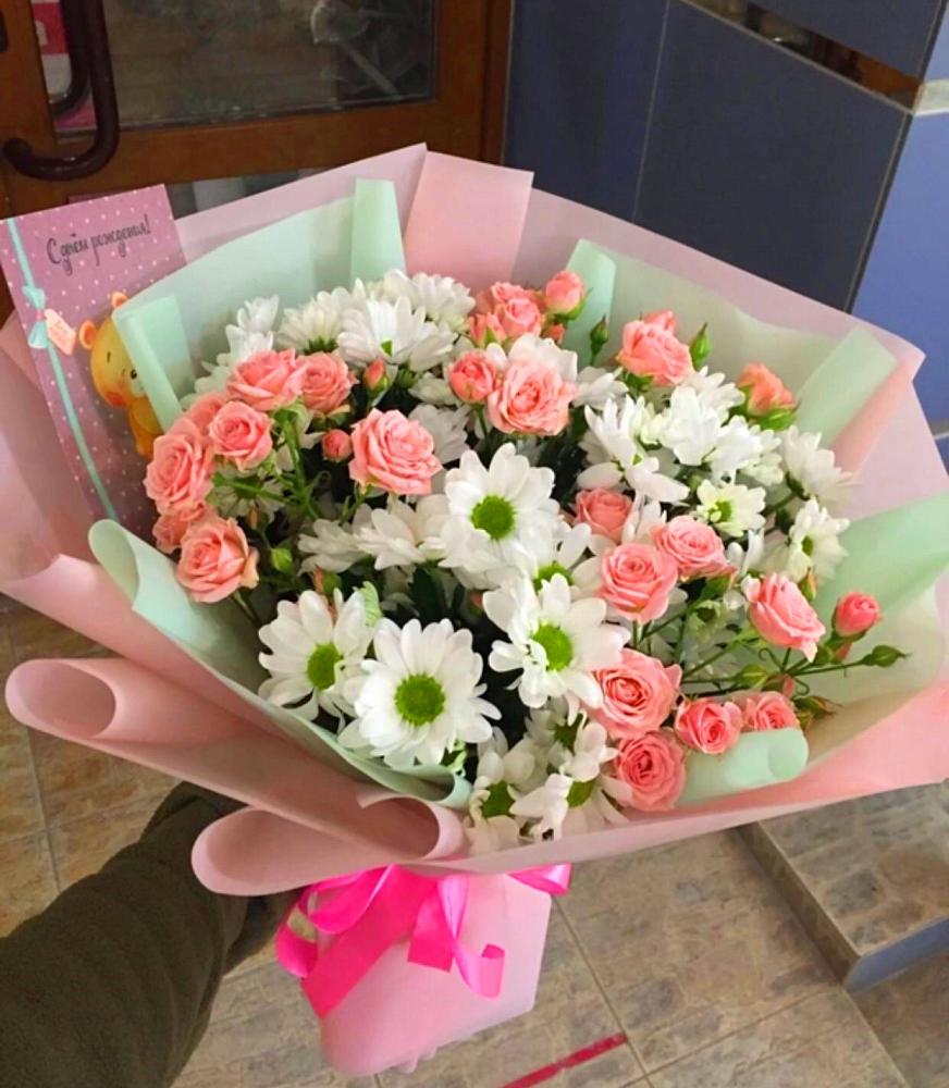 Букет цветов из: Розы и Хризантемы в Черемисиново