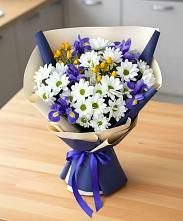 Букет цветов из:  Розы, Ирисы и Хризантемы в Черемисиново