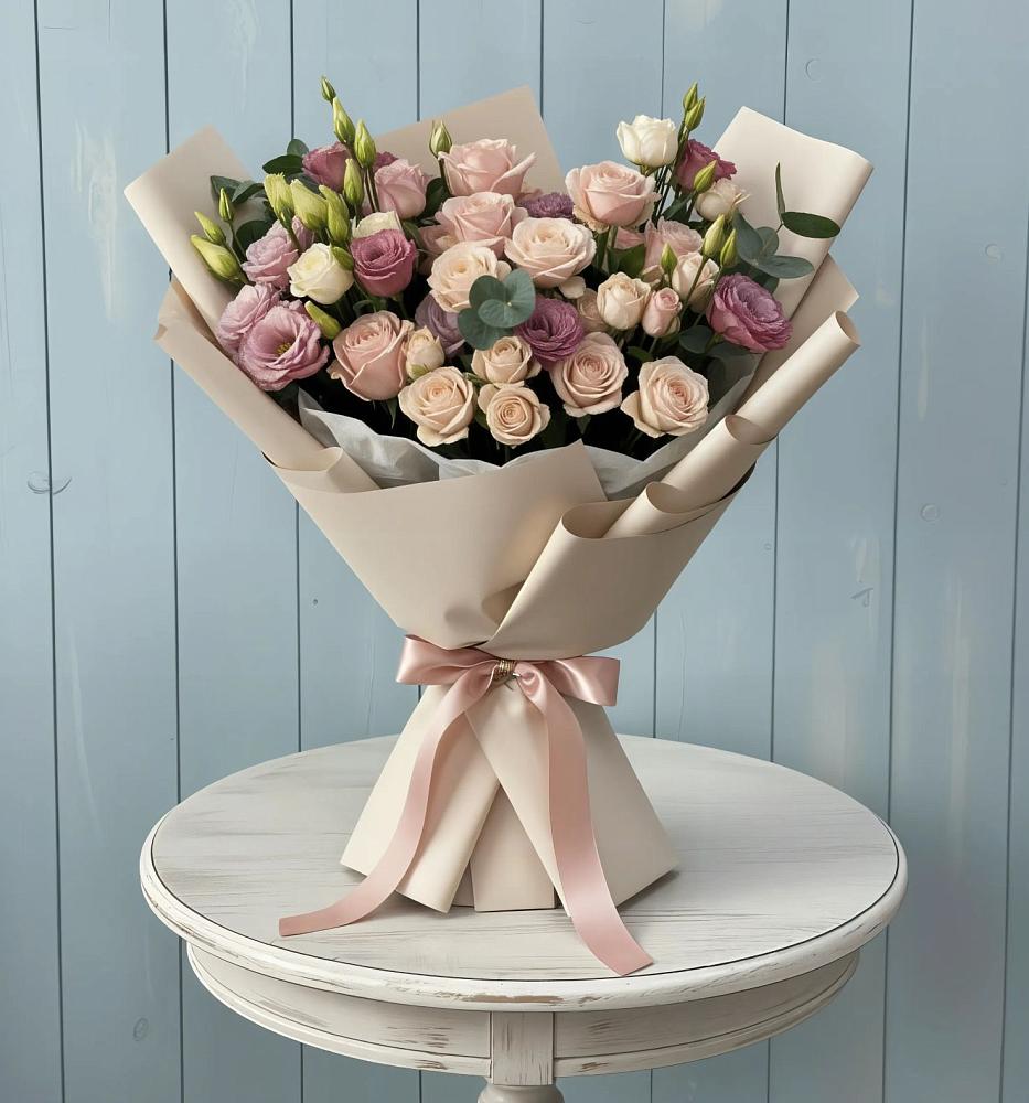 Букет цветов из: Розы и Лизиантусы в Черемисиново