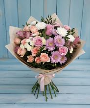 Букет цветов из:  Хризантемы, Розы и Альстромерии в Черемисиново