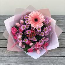 Букет цветов из:  Розы, Герберы и Хризантемы #REPLACE_PRED# Черемисиново