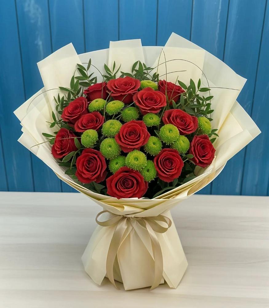 Букет цветов из: Розы и Хризантемы в Черемисиново